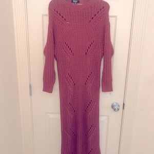 Long, shoulder to feet, sweater dress.